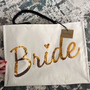 Nicole Miller White Tote with Gold Sequins